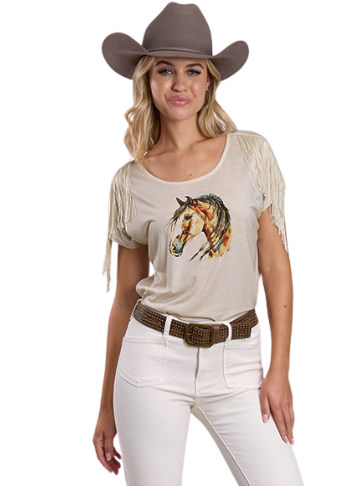 T-Shirt Horse avec franges - Femme