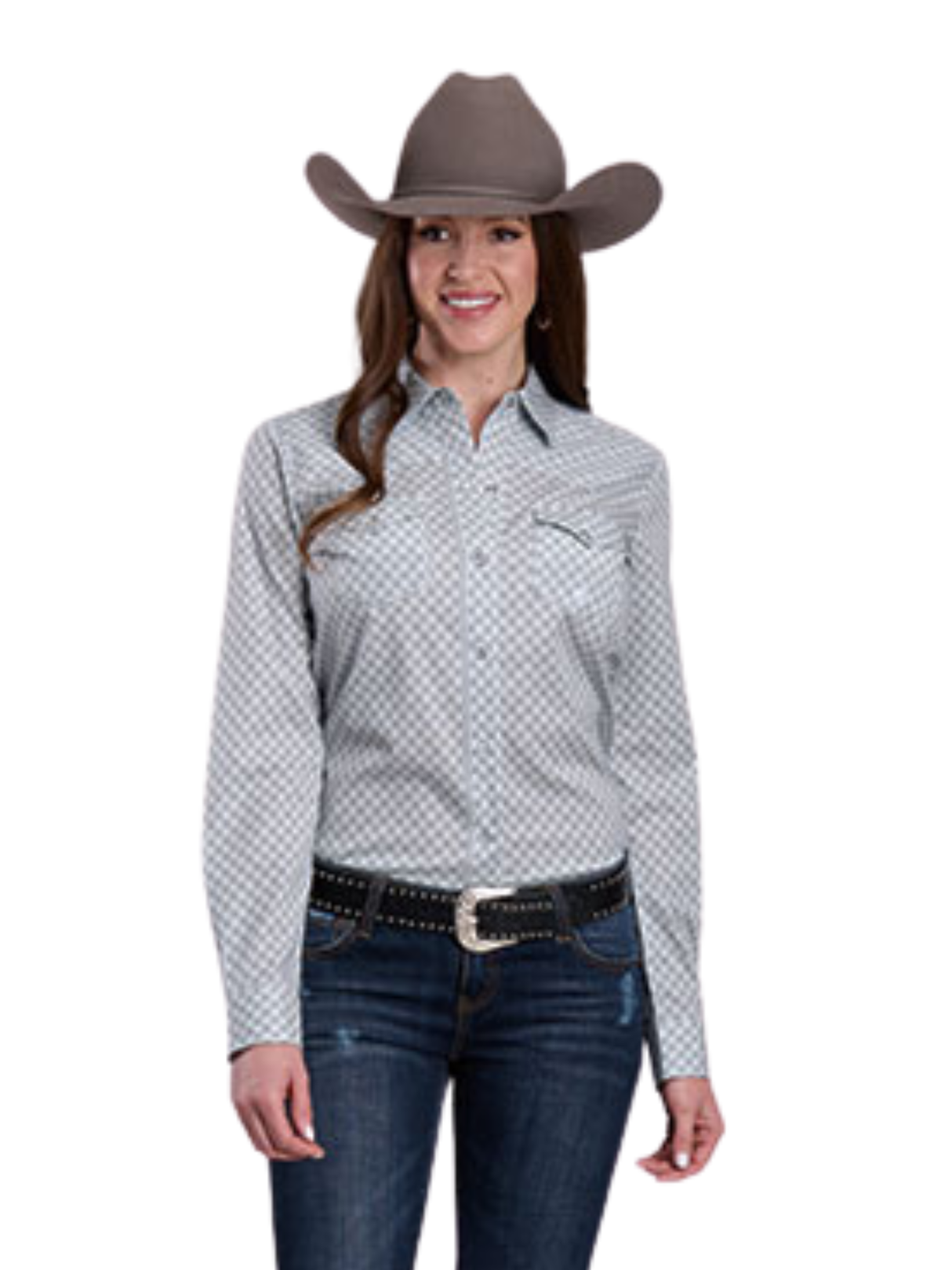 Western Shirt Amarillo Collection Stretch Four Point Scarf Grey - Women's
