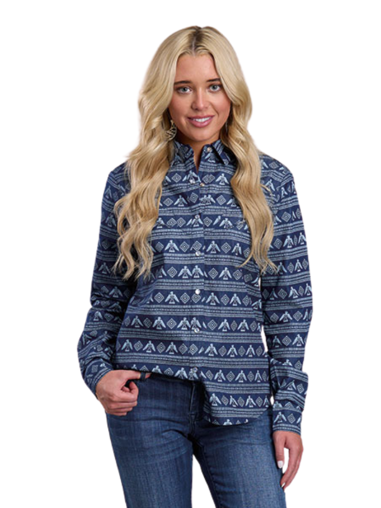 Women's Aztec Stripe Denim Western Shirt