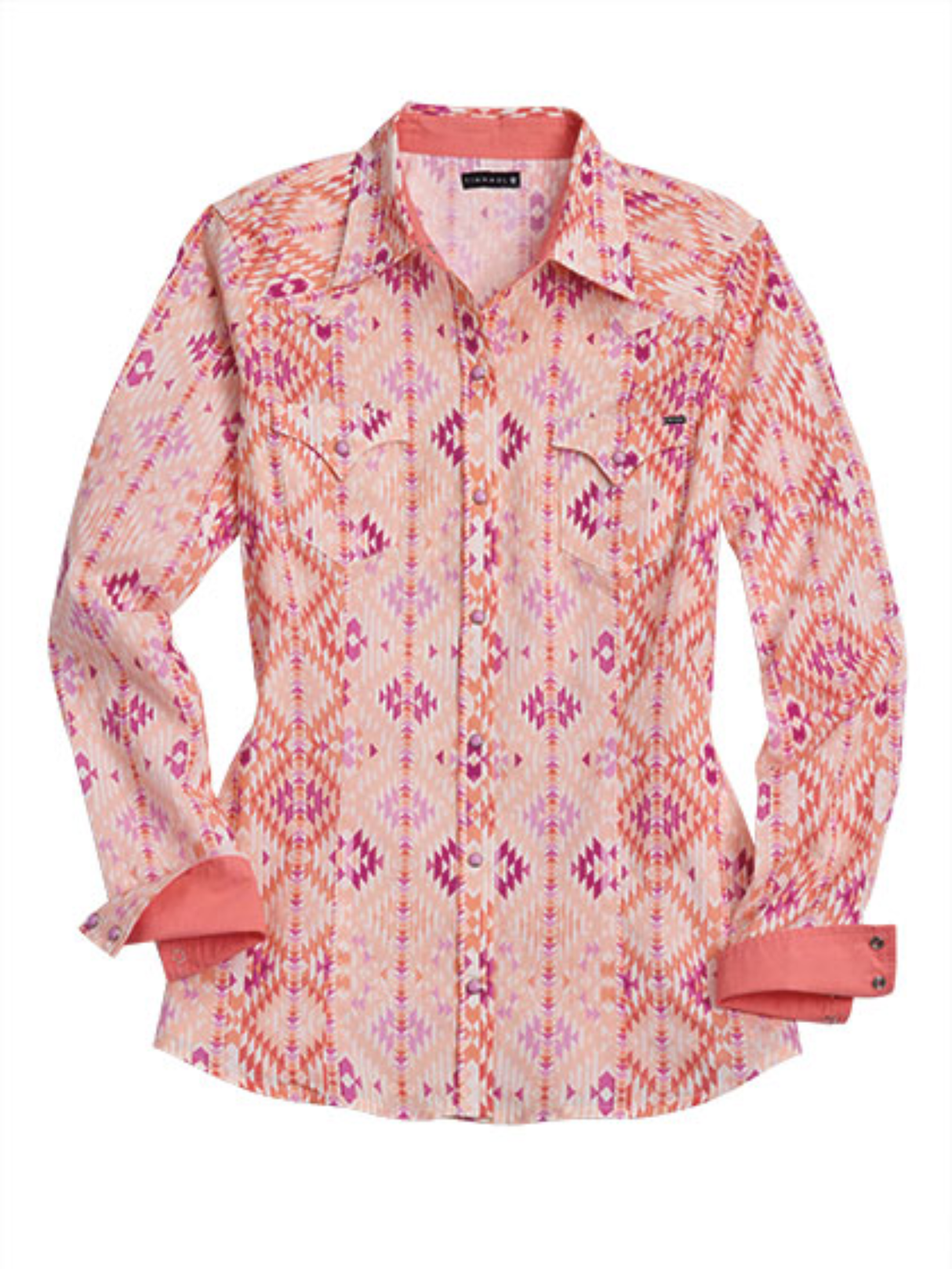 Women's Western Scattered Aztec Print Snap Shirt