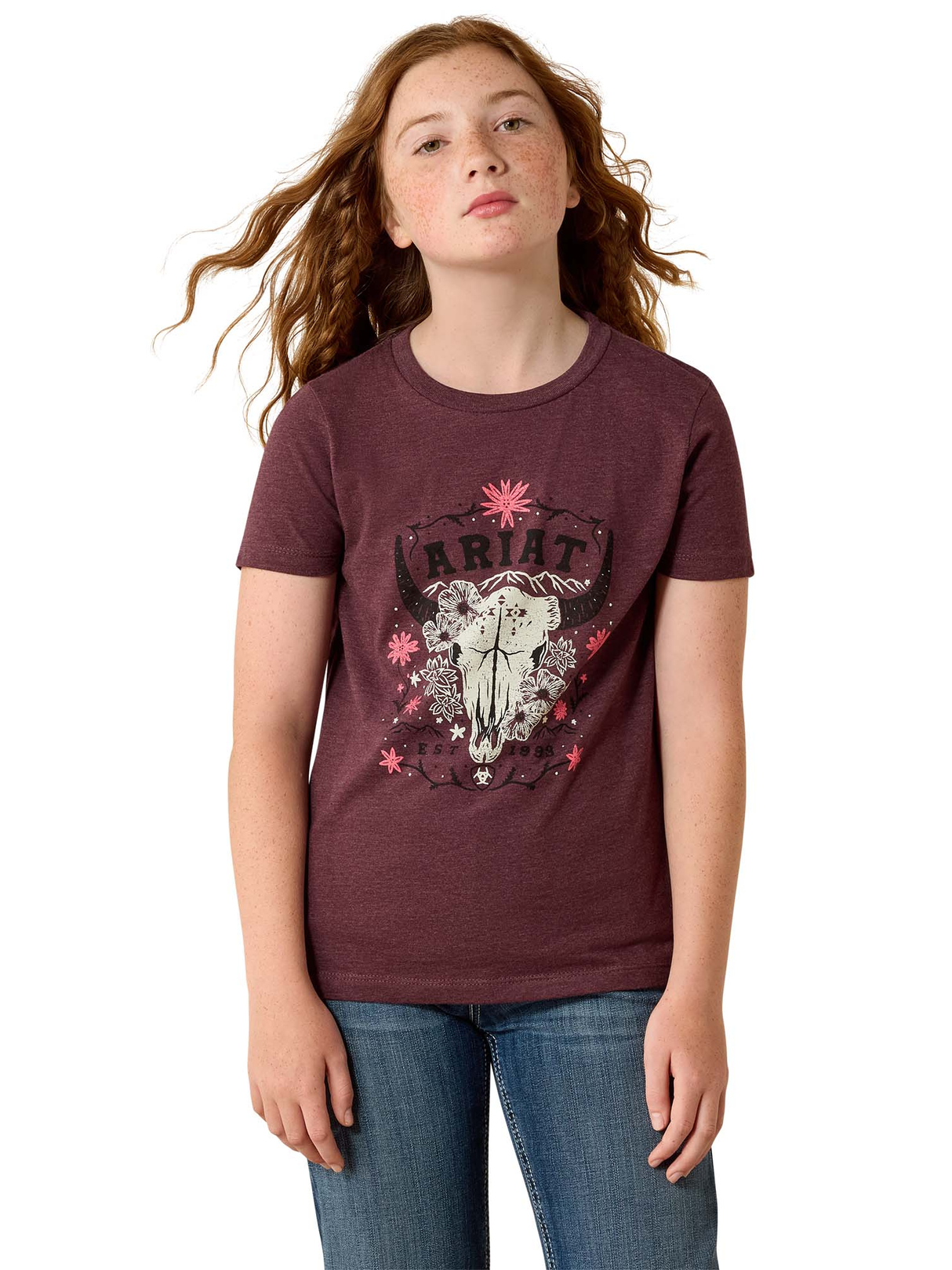 T-shirt Skulls & Florals - Fille