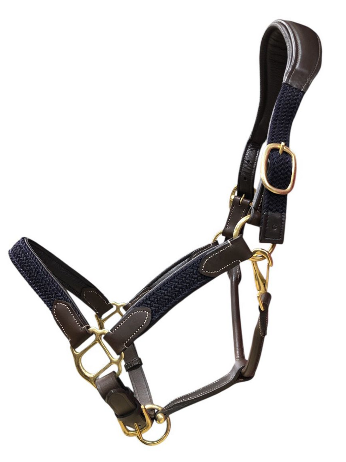 Licou en cuir Softy avec tissage nylon décoratif