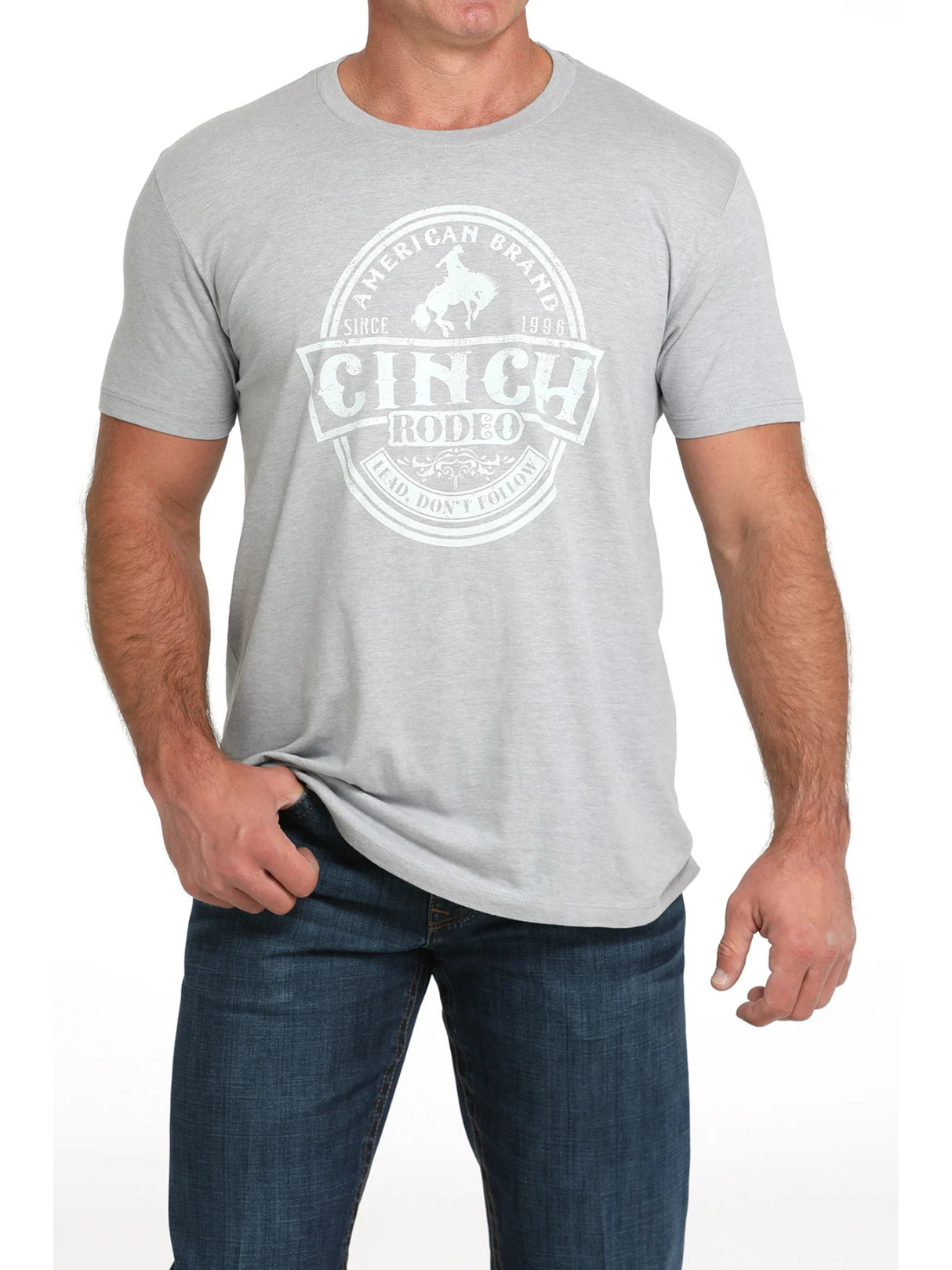 T-shirt Gris Chiné à Col Rond- Homme