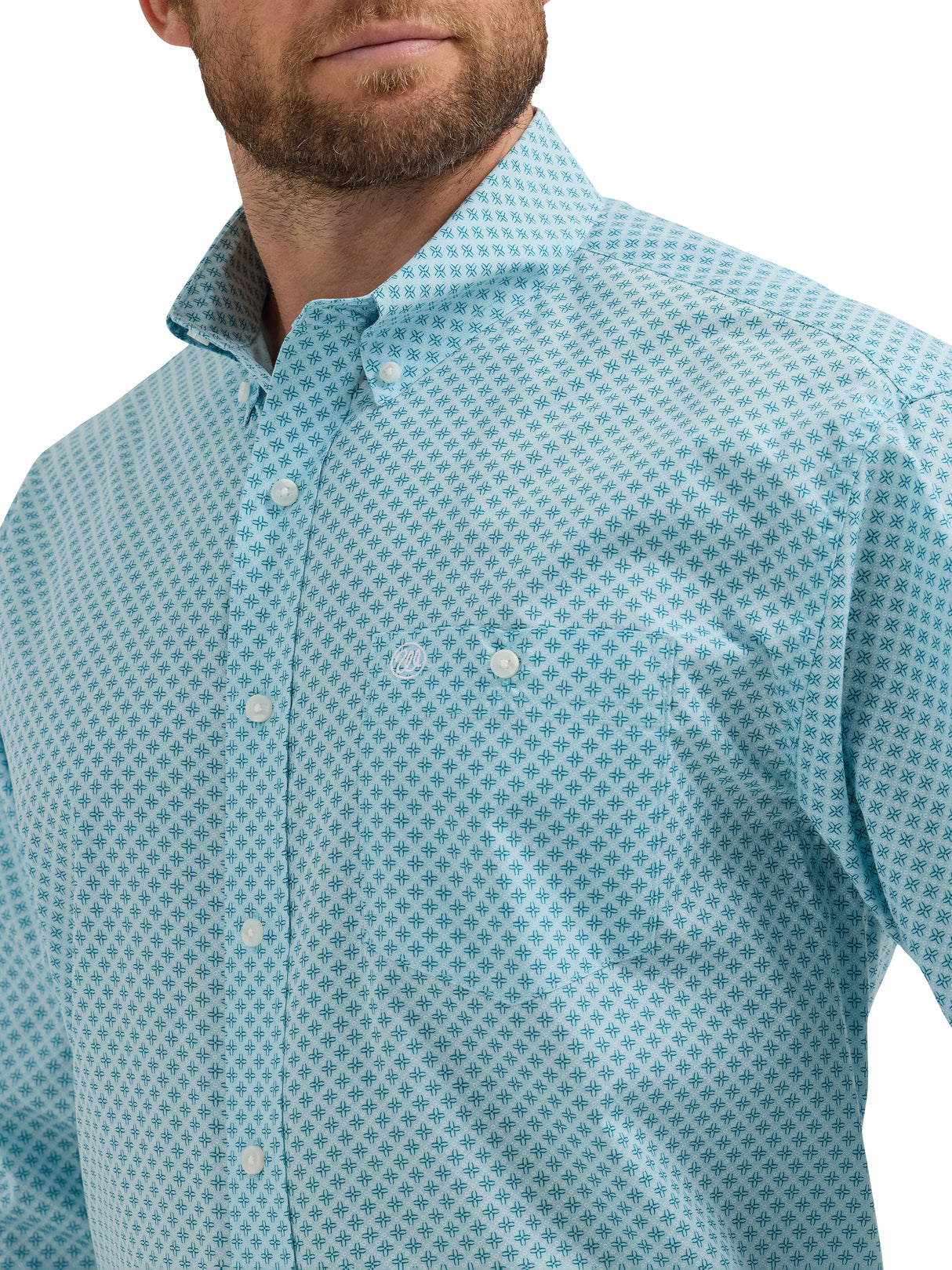 Classic Relaxed Fit Teal Print Shirt - Men