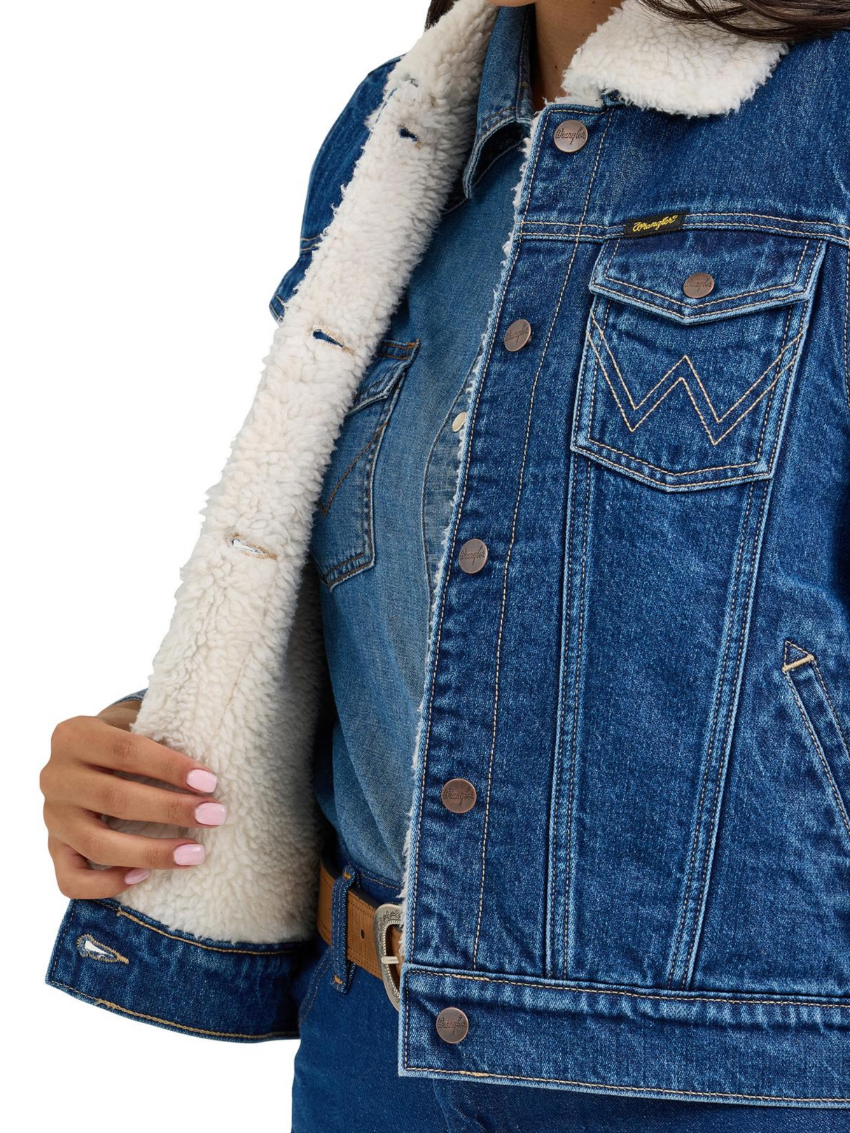 Veste sans manches en Jeans avec doublure en Sherpa - Femme