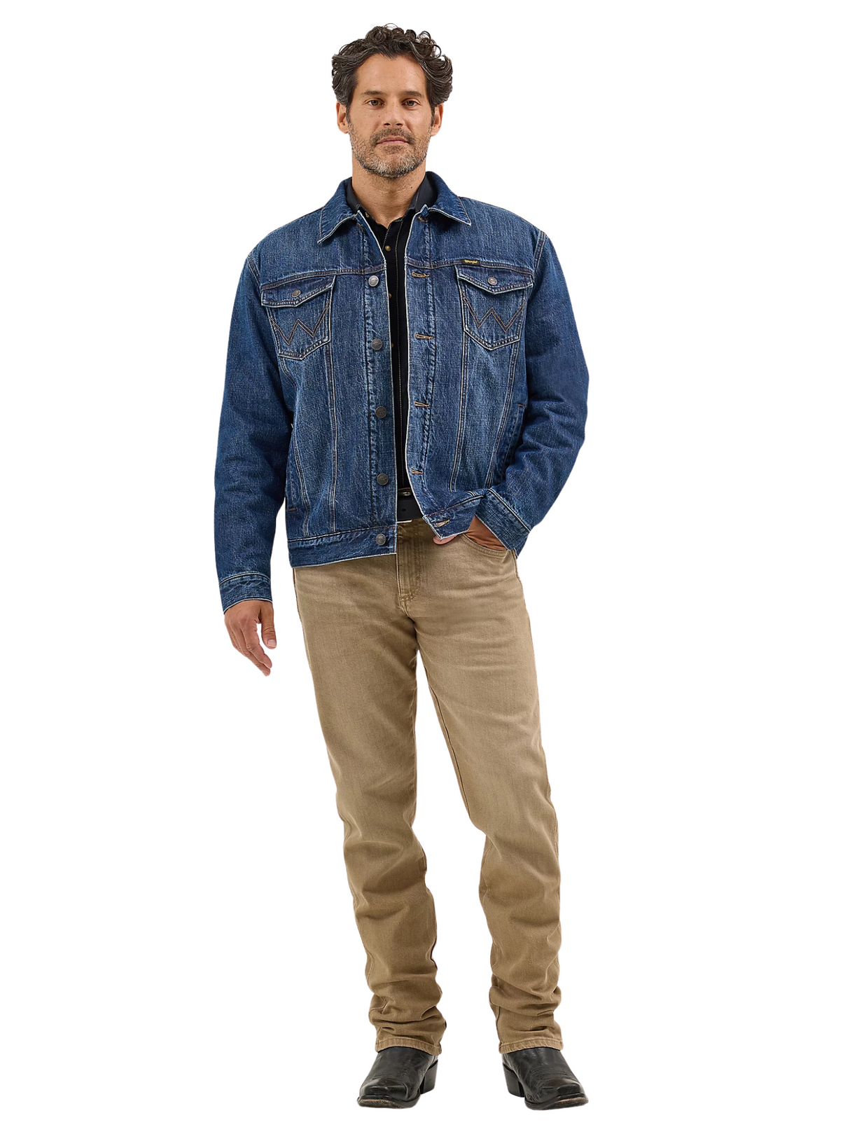 Manteau Western en jeans avec doublure de Sherpa - Homme