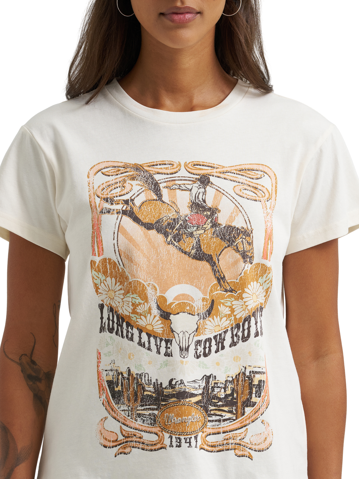 T-Shirt Long Live Cowboys Buckin - Femme