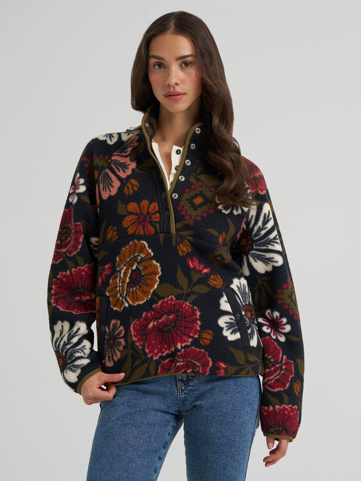 Women's floral sherpa jacket