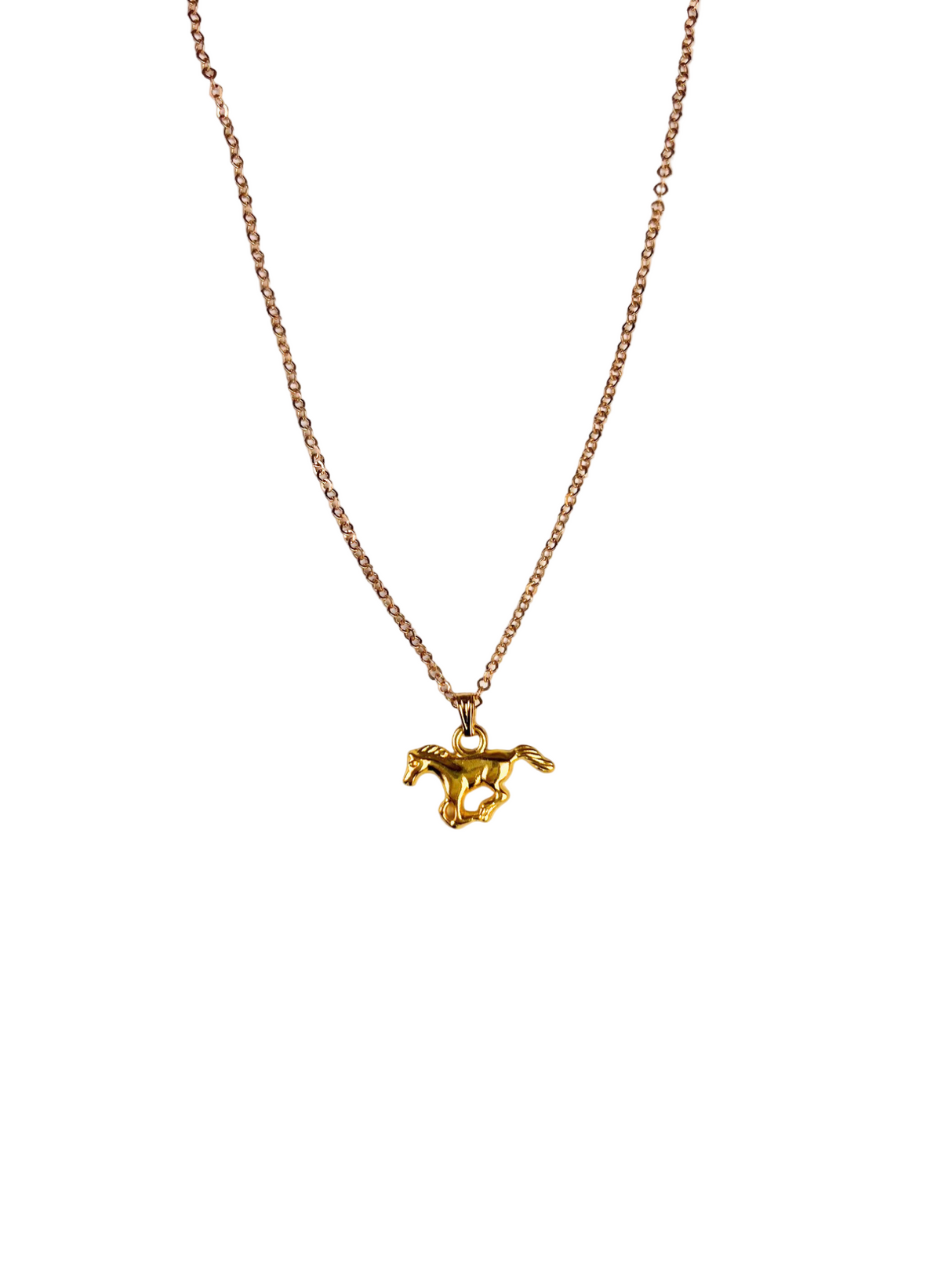 Gold galloping horse necklace