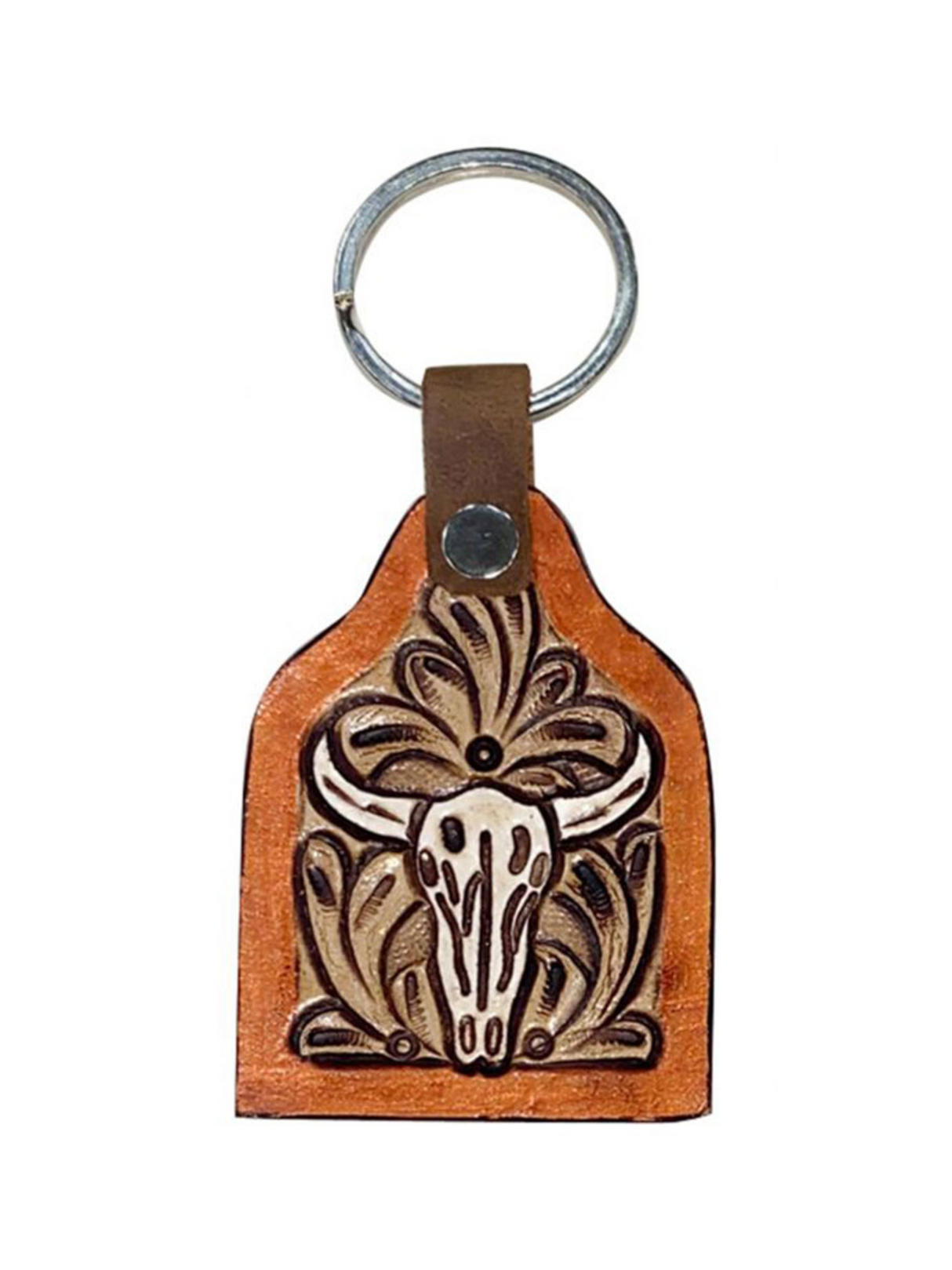 Porte clé 'Cow Tag' en cuir peint
