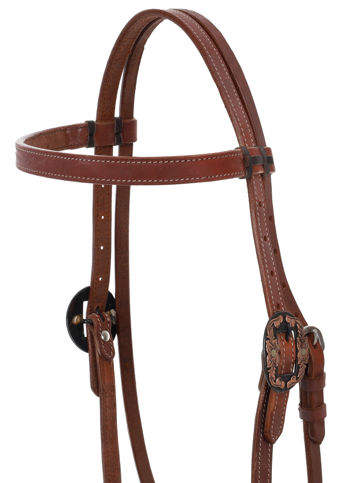 Bride western à frontal avec boucles florales gravées