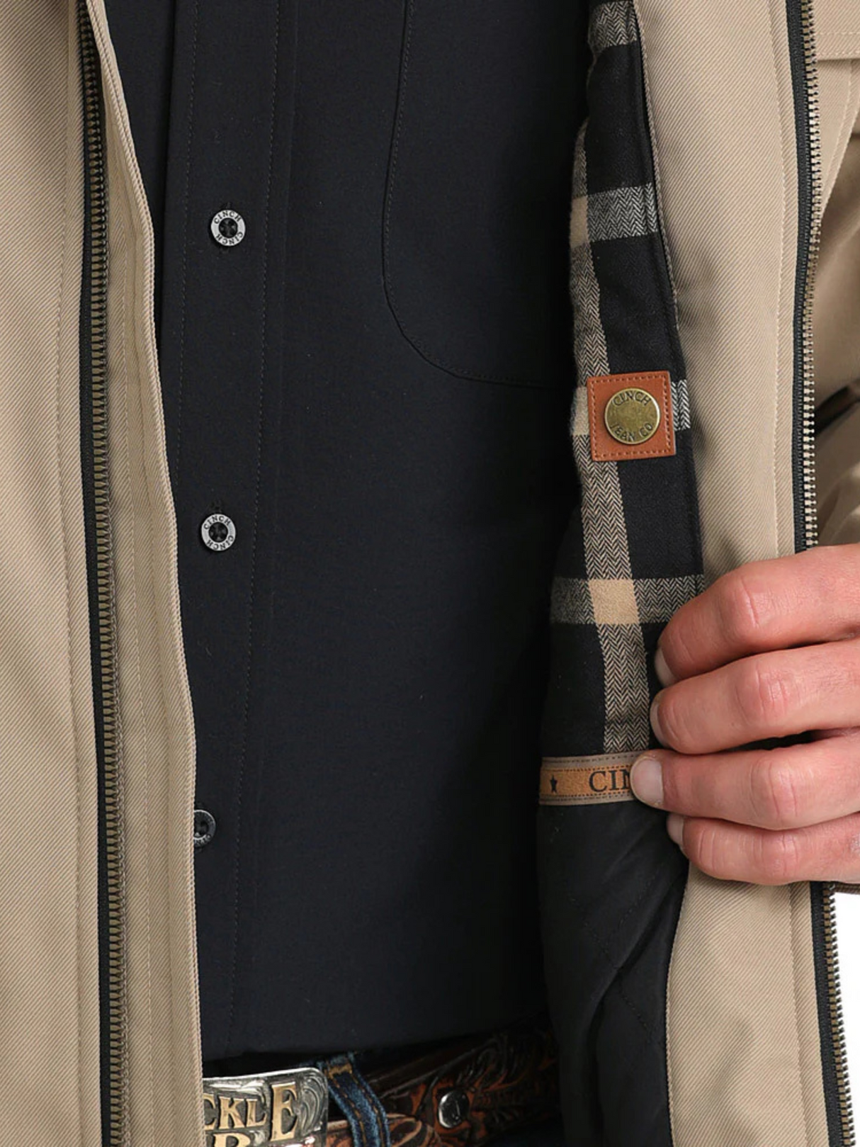 Veste Beige Pâle avec Poche Discrète - Homme