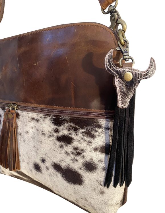 Porte clé western de taureau à frange