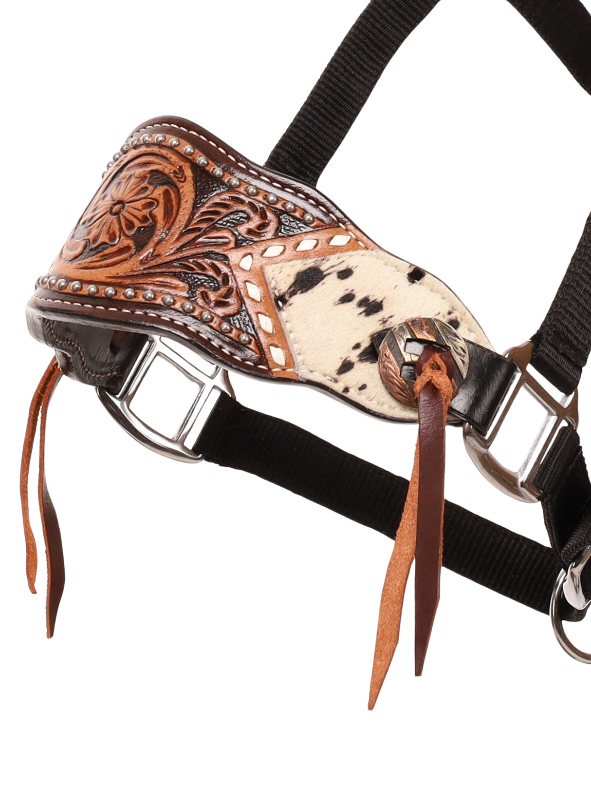 Licou Bronc Western Luxe Iris avec nez en cuir
