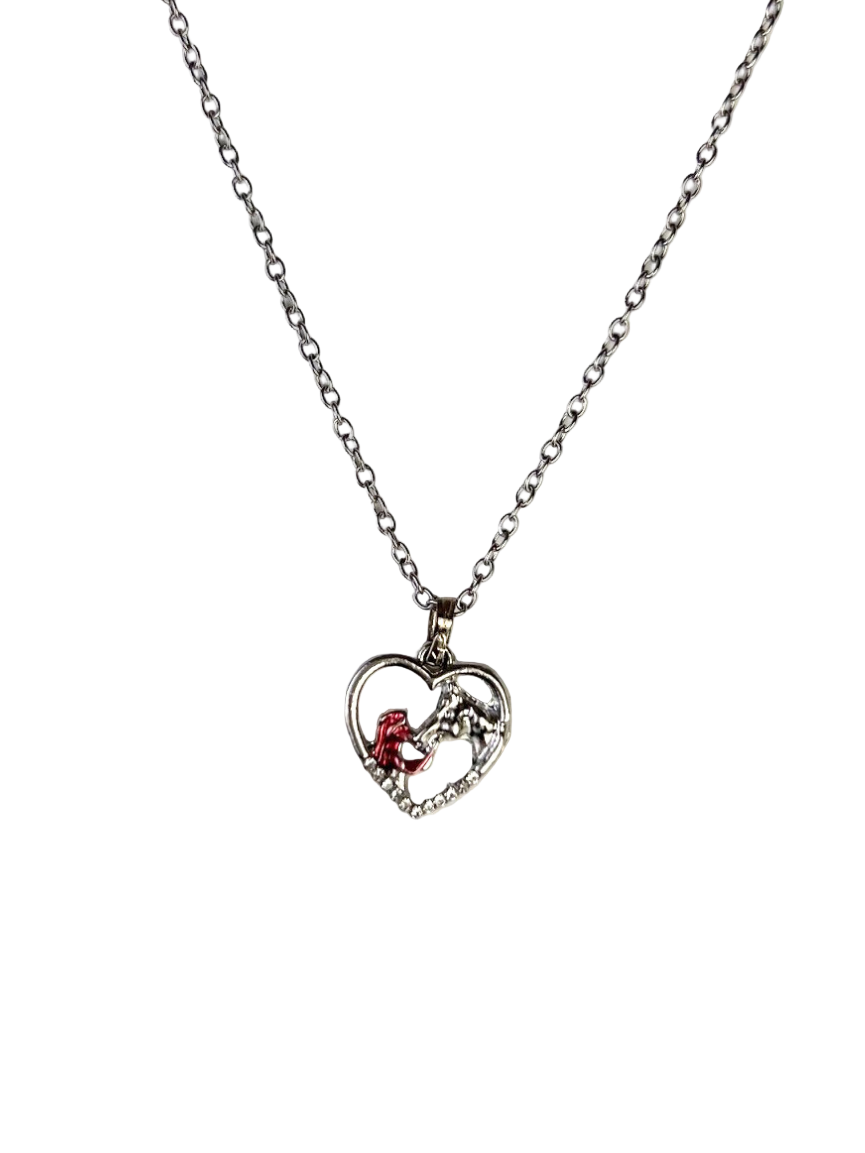 Heart necklace with girl and horse