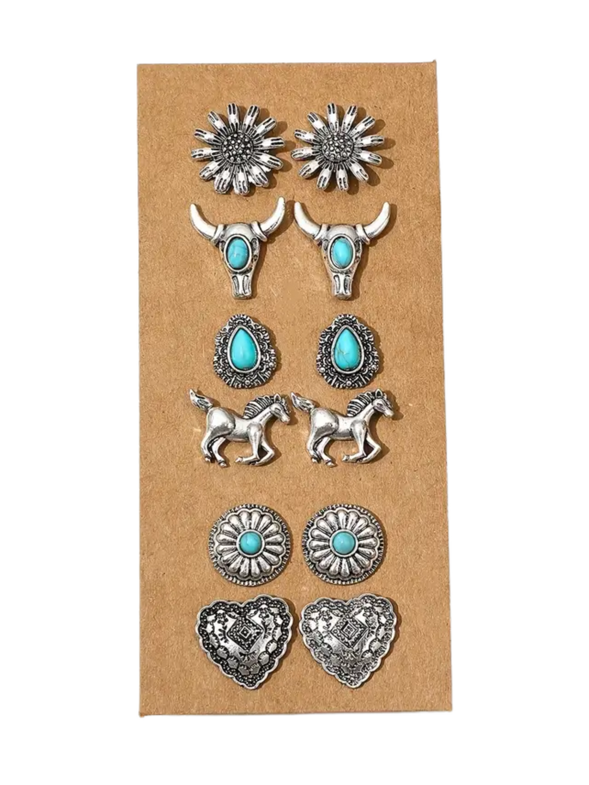 Kit de boucles d'oreille Western coeur