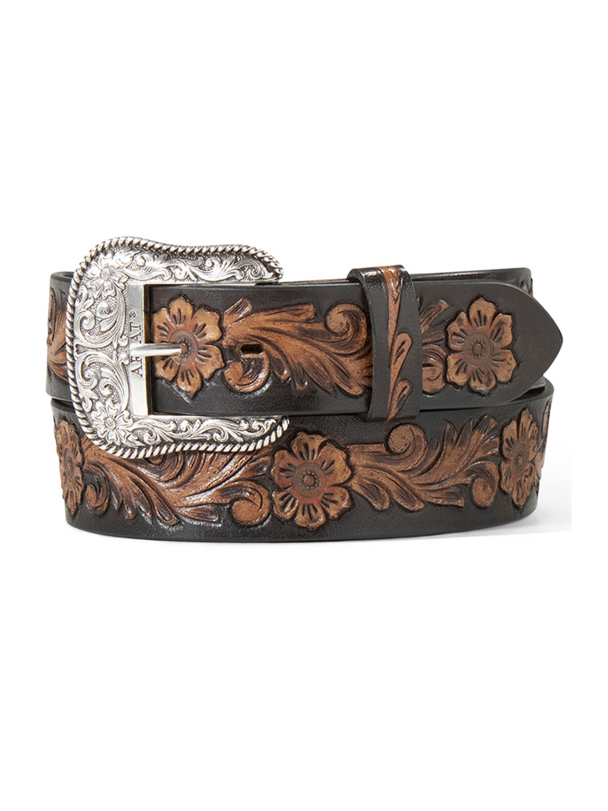Ceinture Florale Gravée Noir - Femme