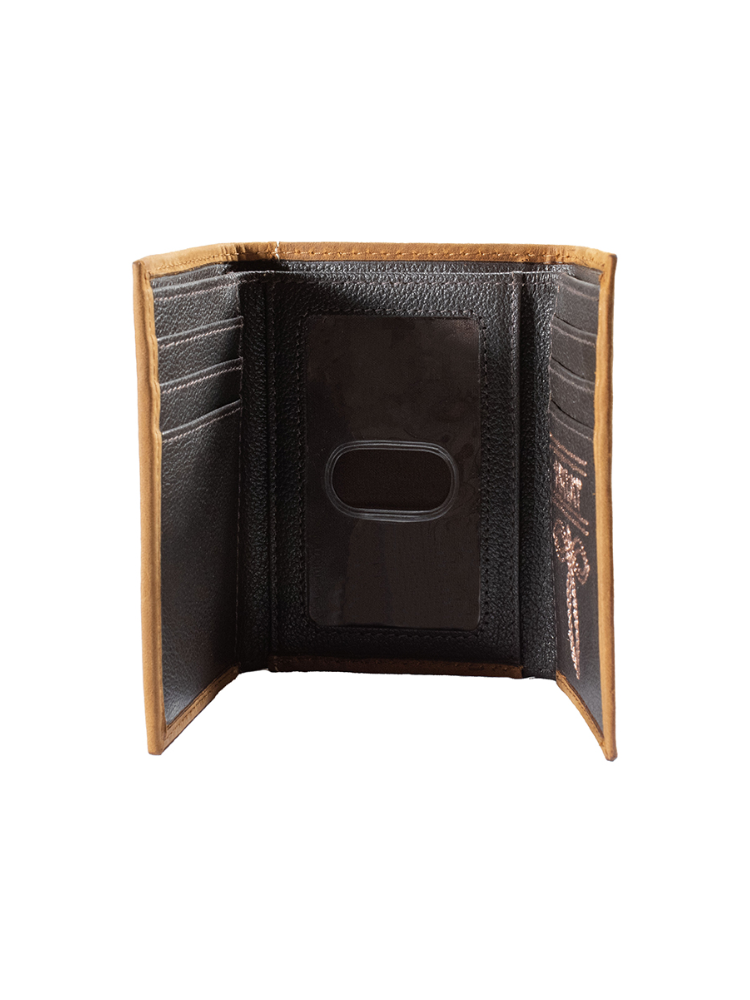 Portefeuille Trifold Scrolling Embossed Medium Brown