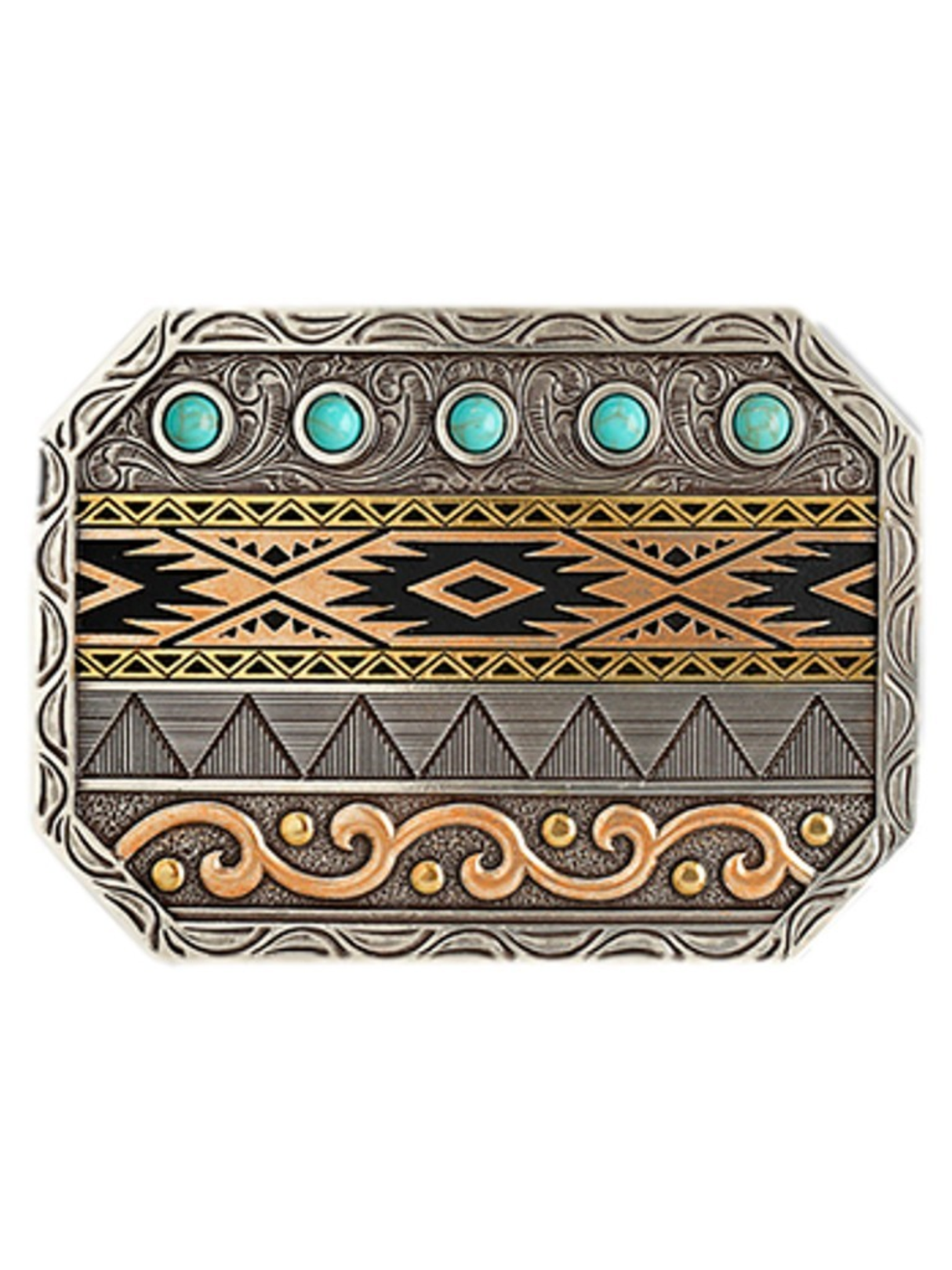 Multi-finish engraved belt buckle