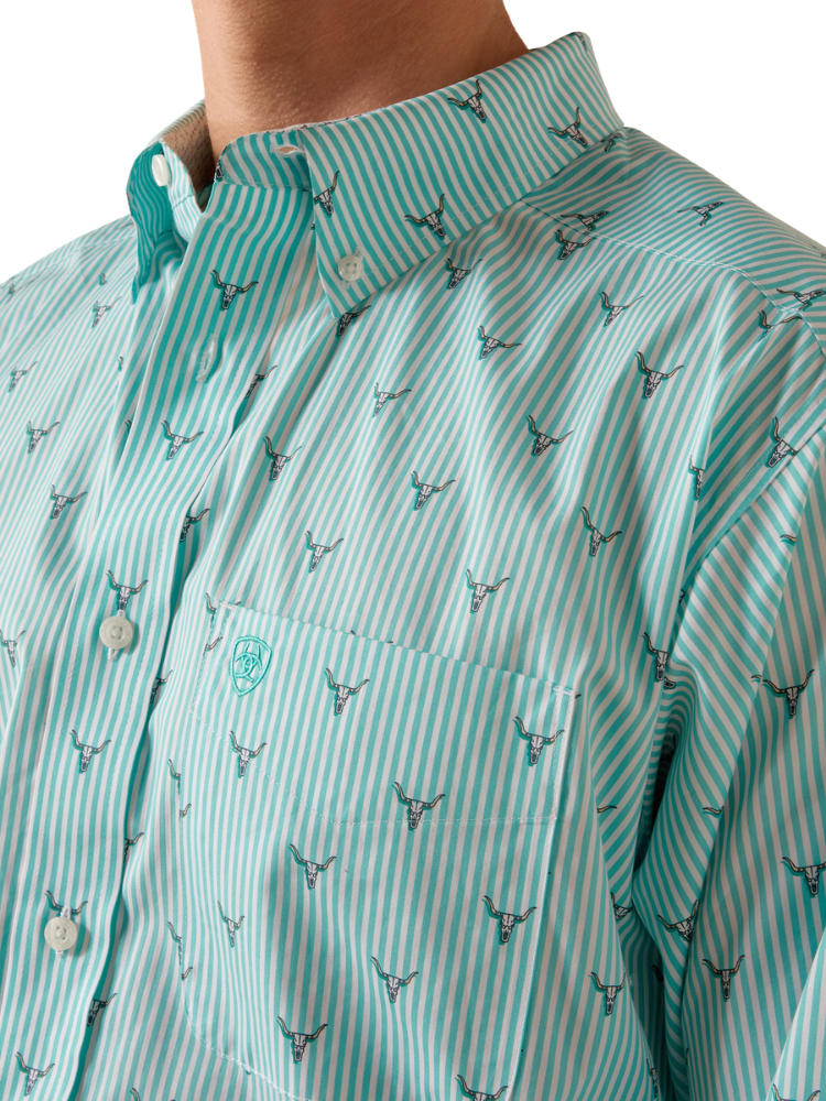 Chemise Wrinkle Free Wilkes Blue Turquoise Steer - Homme