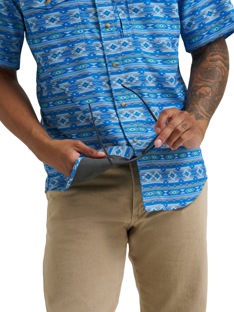 Chemise à manches courtes Performance snap Checotah Cerulean - Homme