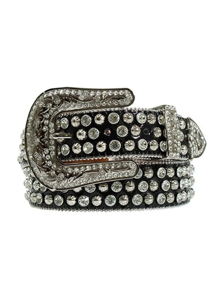 Ceinture Western Crystal Studs noire - Femme
