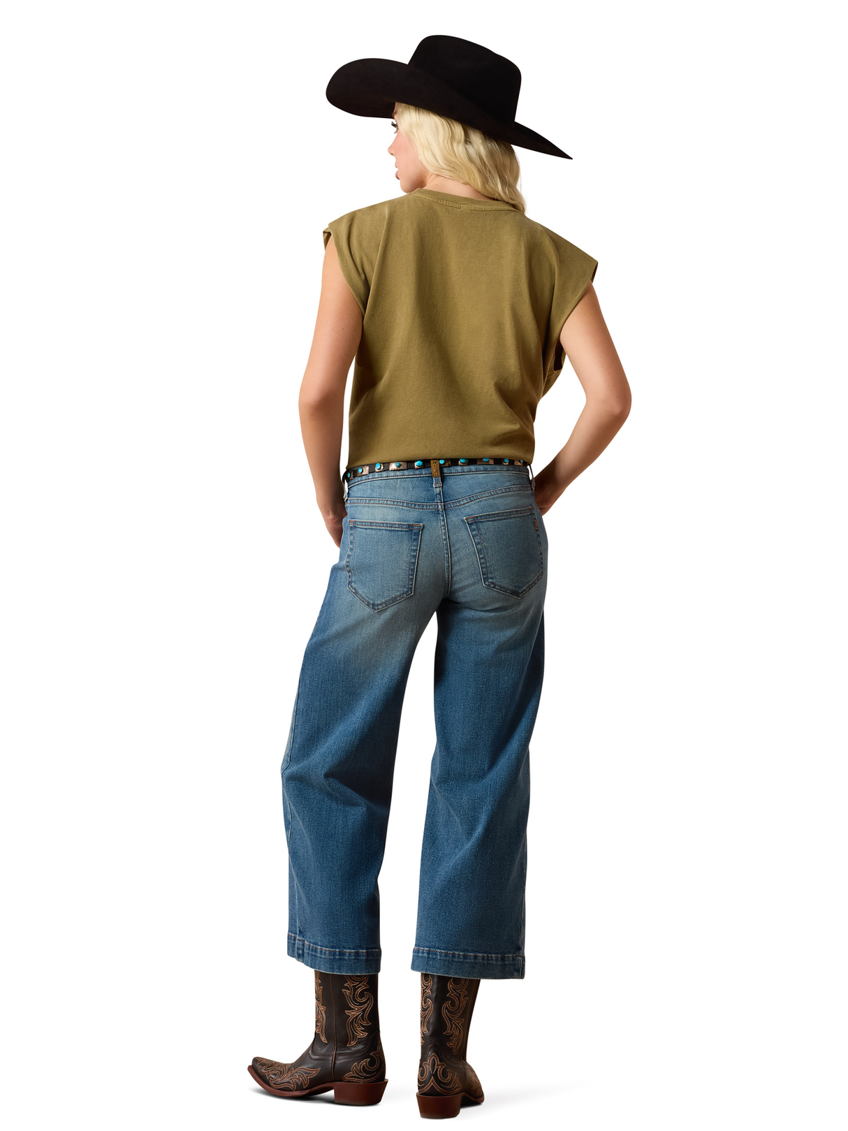 Women's Jazmine Western Wide Leg Cropped Jeans