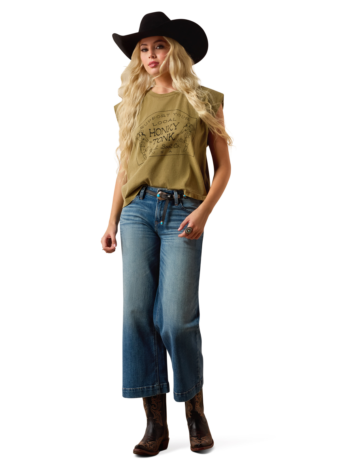 Women's Jazmine Western Wide Leg Cropped Jeans