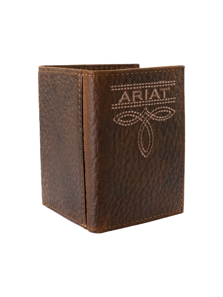 Portefeuille Trifold Bug Stitch Brun