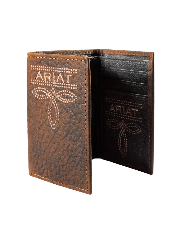 Portefeuille Trifold Bug Stitch Brun