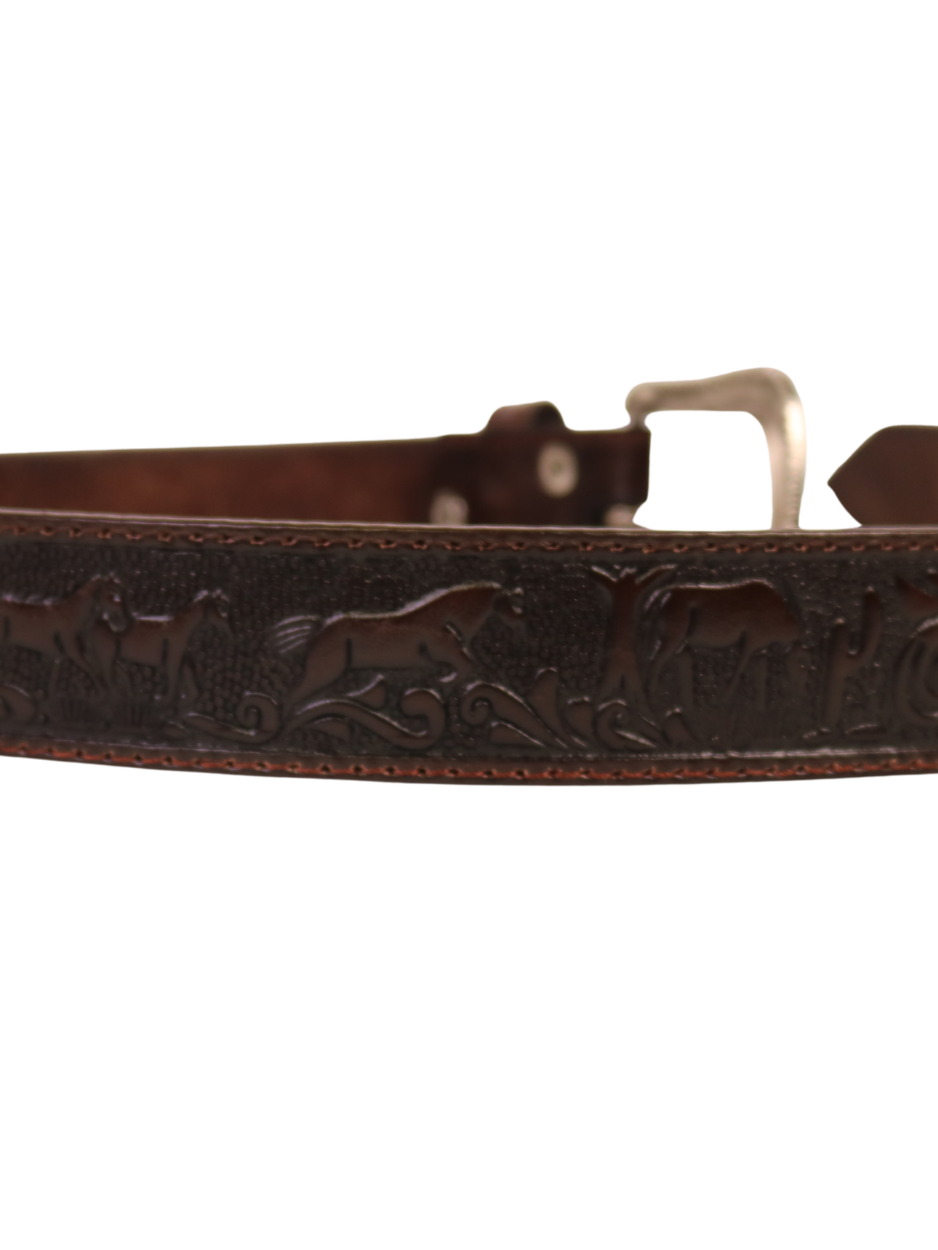 Ceinture Western Chevaux Chocolat - Homme