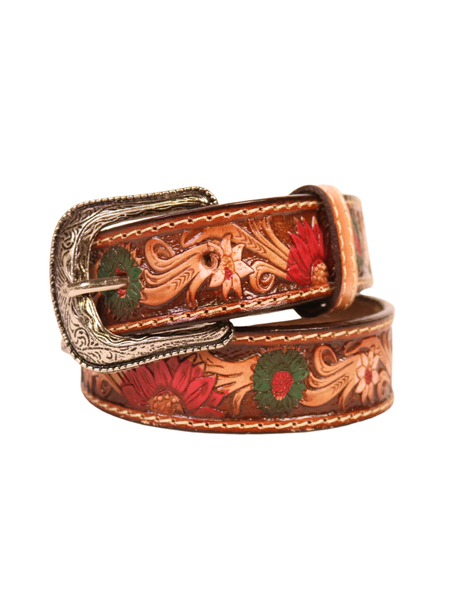 Ceinture western florale rouge vert - Enfant