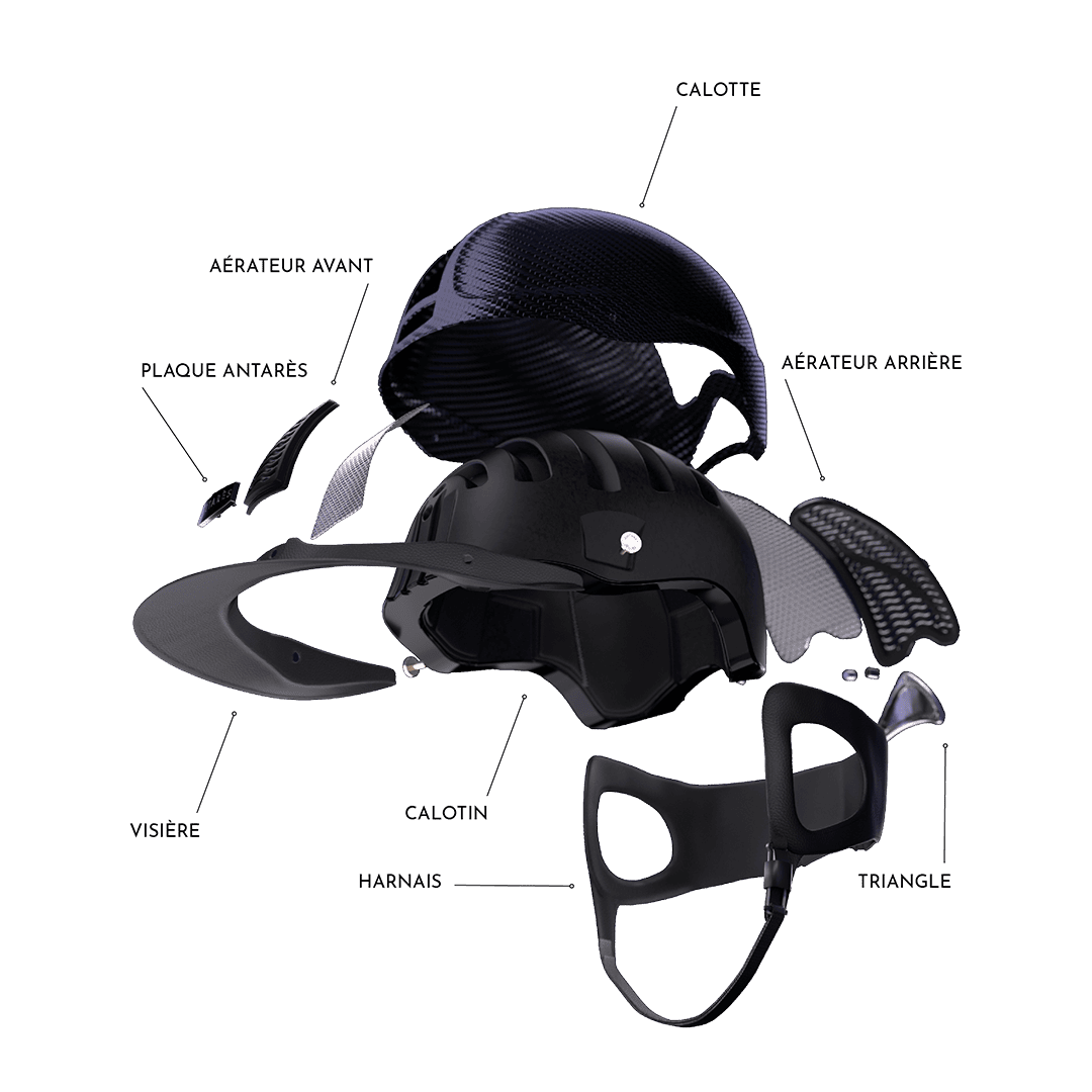 Bombe Precision Galaxy Eclipse visière Noir Mat/Cuir Noir