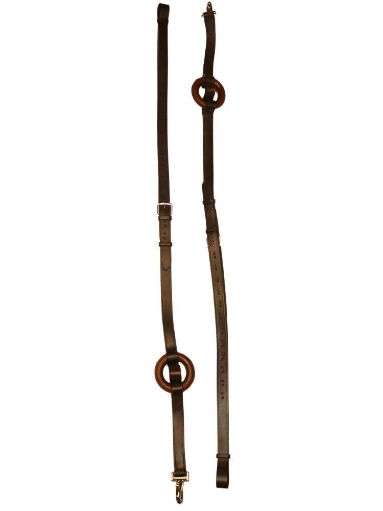 Elastic leather donut reins
