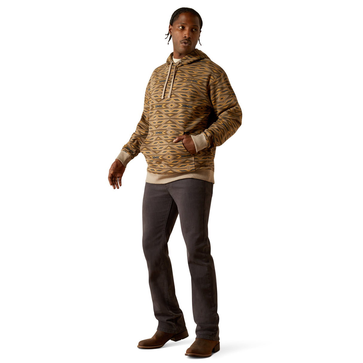 Khaki Southwest Print Hoodie - Men