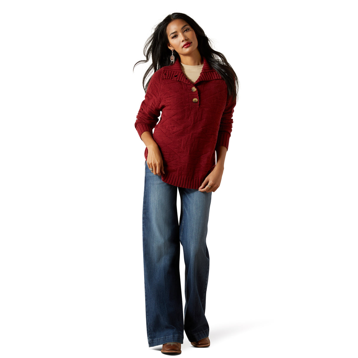 Chandail à Manche Longue Orné Cabarnet - Femme