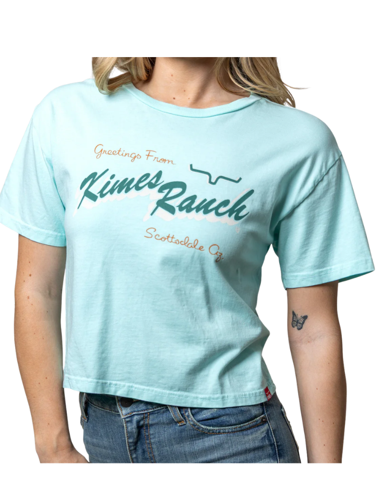 T-Shirt Cropped Lucky B Greetings Mint - Femme