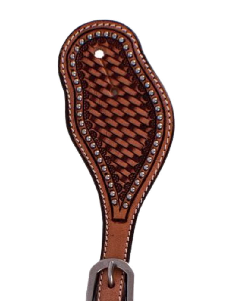 Courroies d'éperons western Basketweave Tooling and Silver Studs