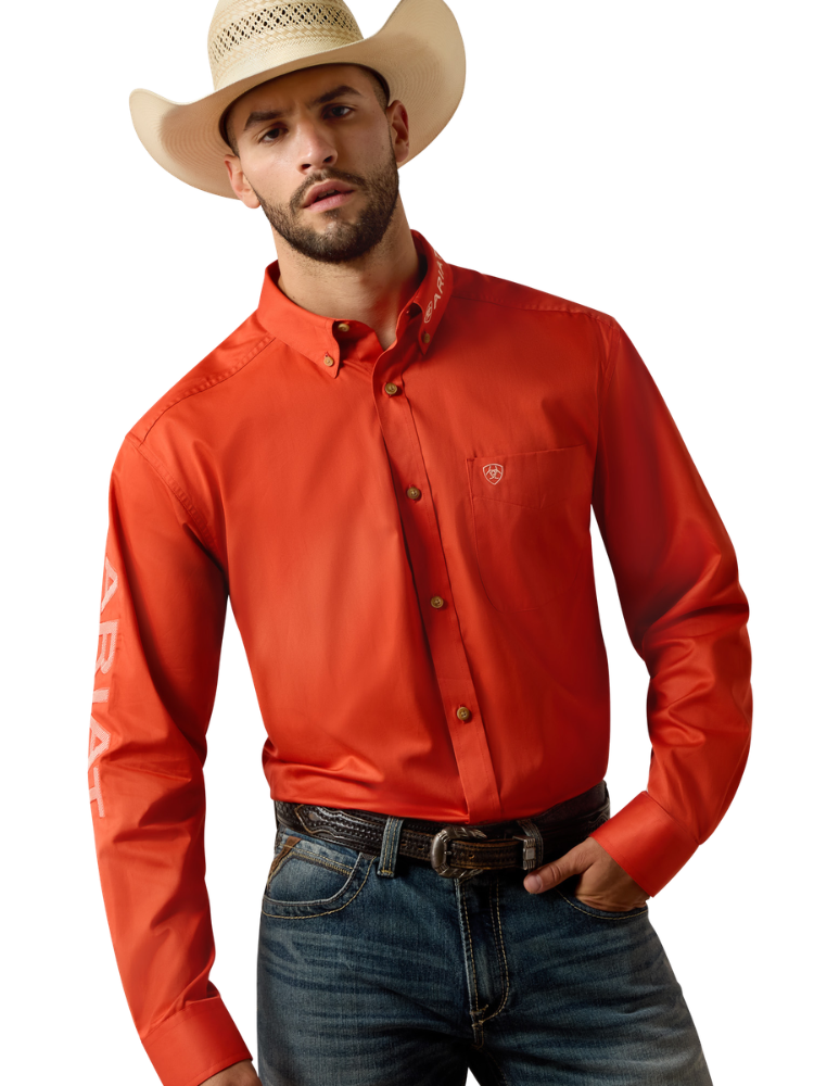 Chemise Team Logo Classic Fit Paprika & Coral Stripe - Homme