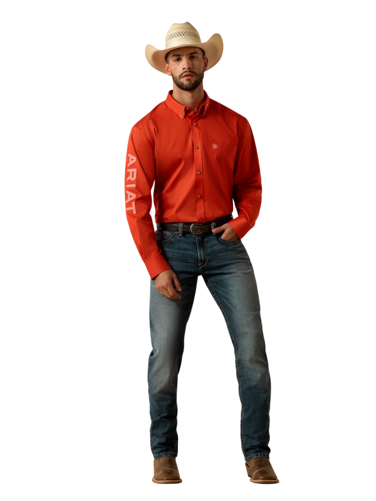 Chemise Team Logo Classic Fit Paprika & Coral Stripe - Homme