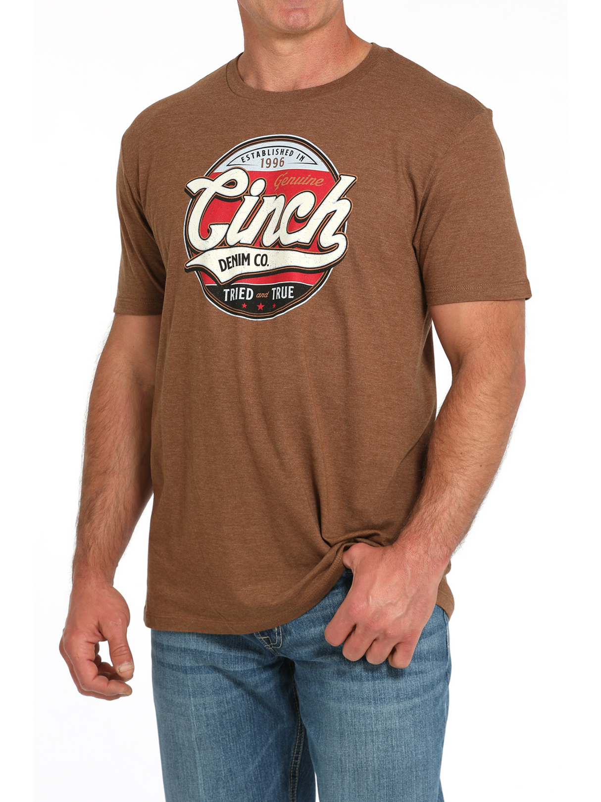 Men's Heather Brown Graphic Logo T-Shirt