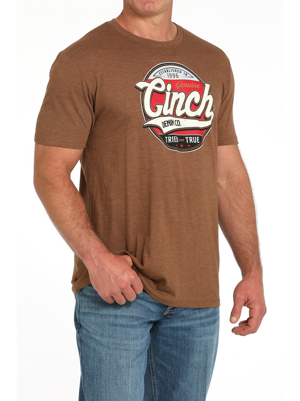 Men's Heather Brown Graphic Logo T-Shirt