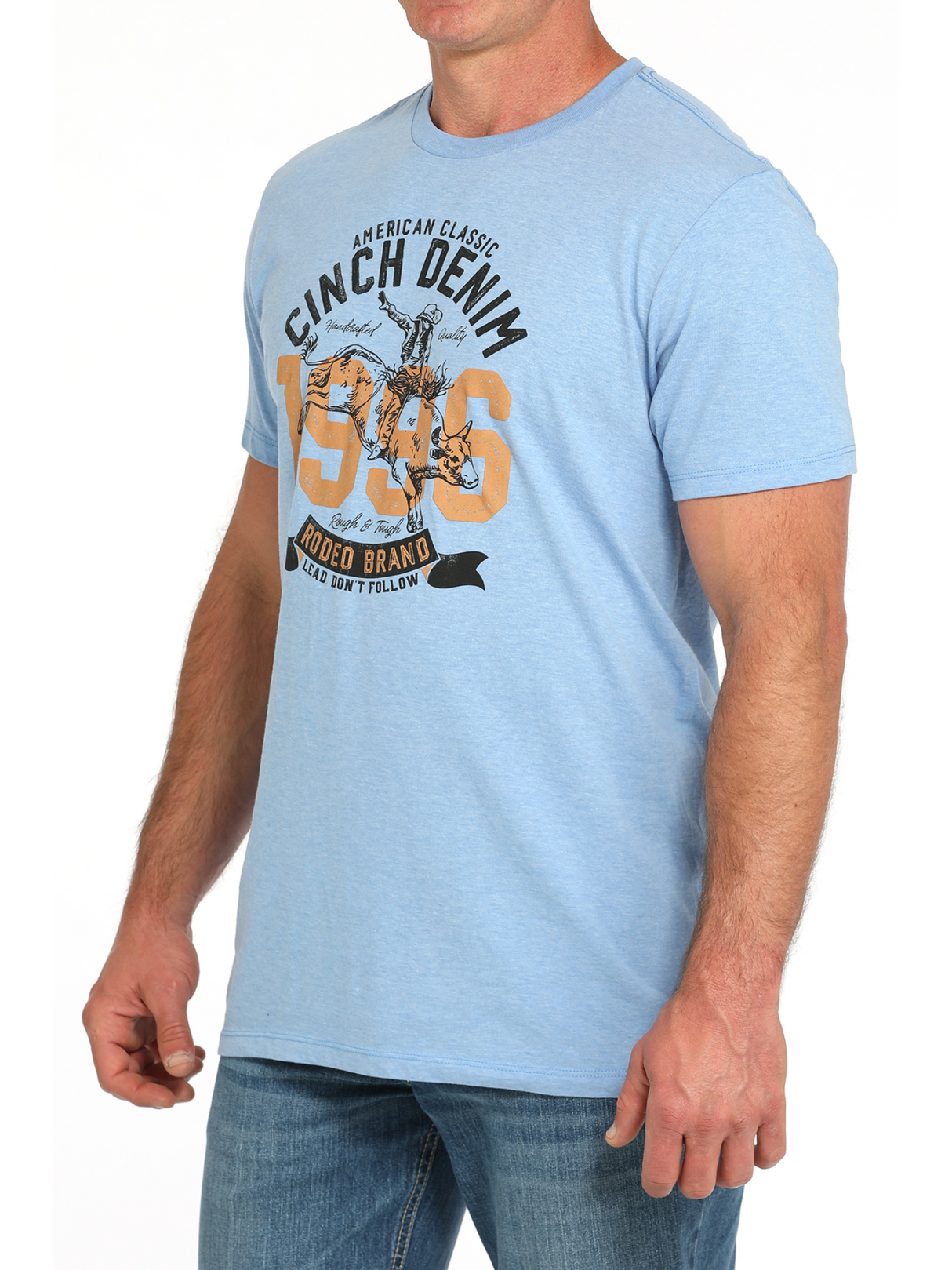 T-shirt bleu pâle à logo western – Homme