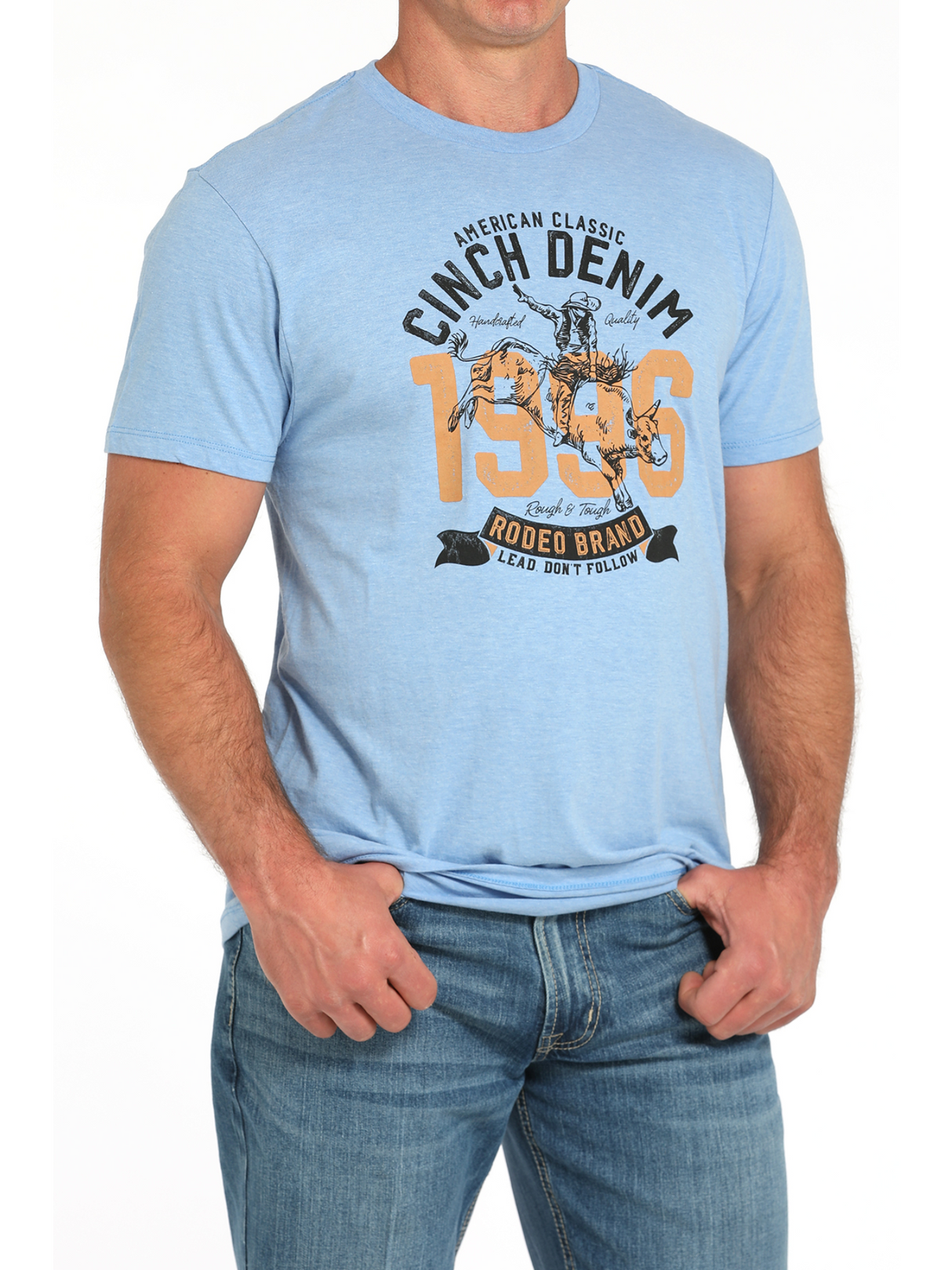 T-shirt bleu pâle à logo western – Homme