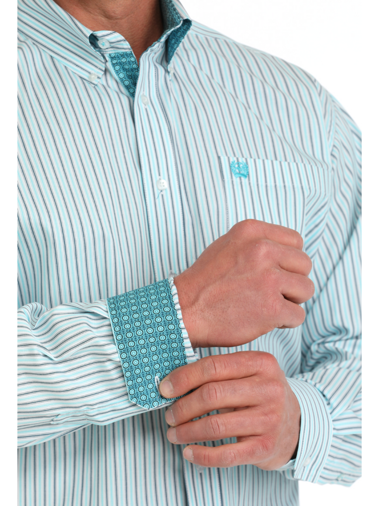 White Stripes Stretch Western Shirt - Men's