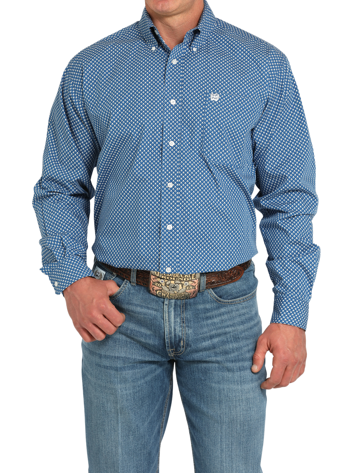 Men's Floral Print Western Shirt