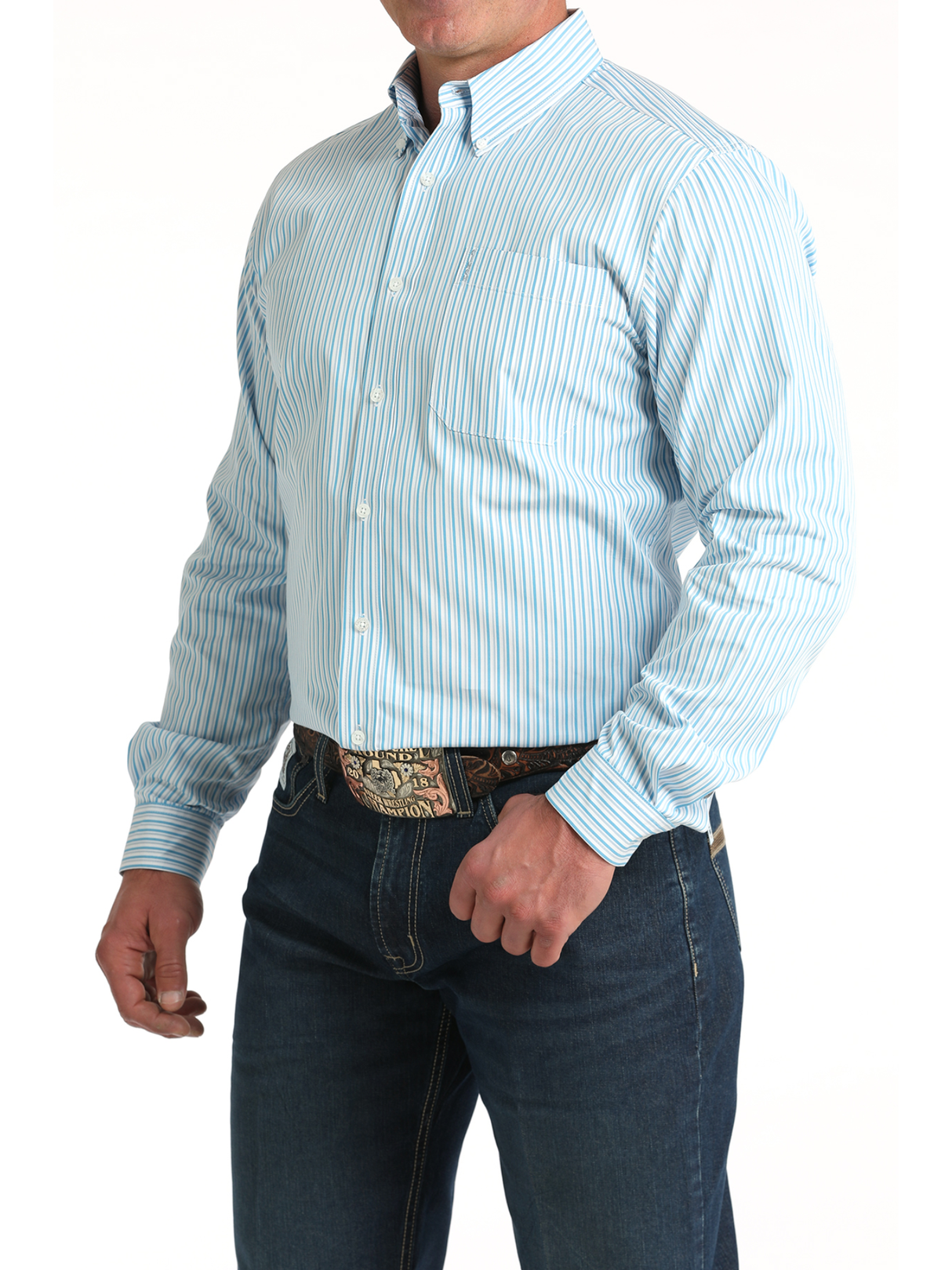 Chemise Western Stripe Baby Blue - Homme