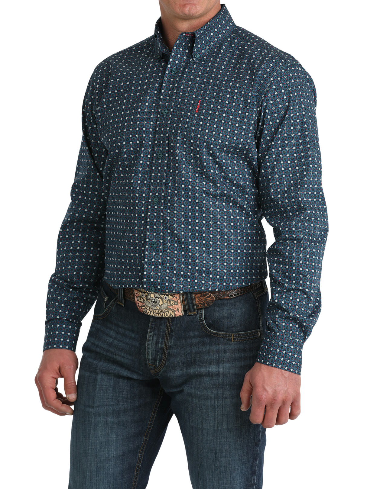 Chemise Western Modern Print Blue - Homme