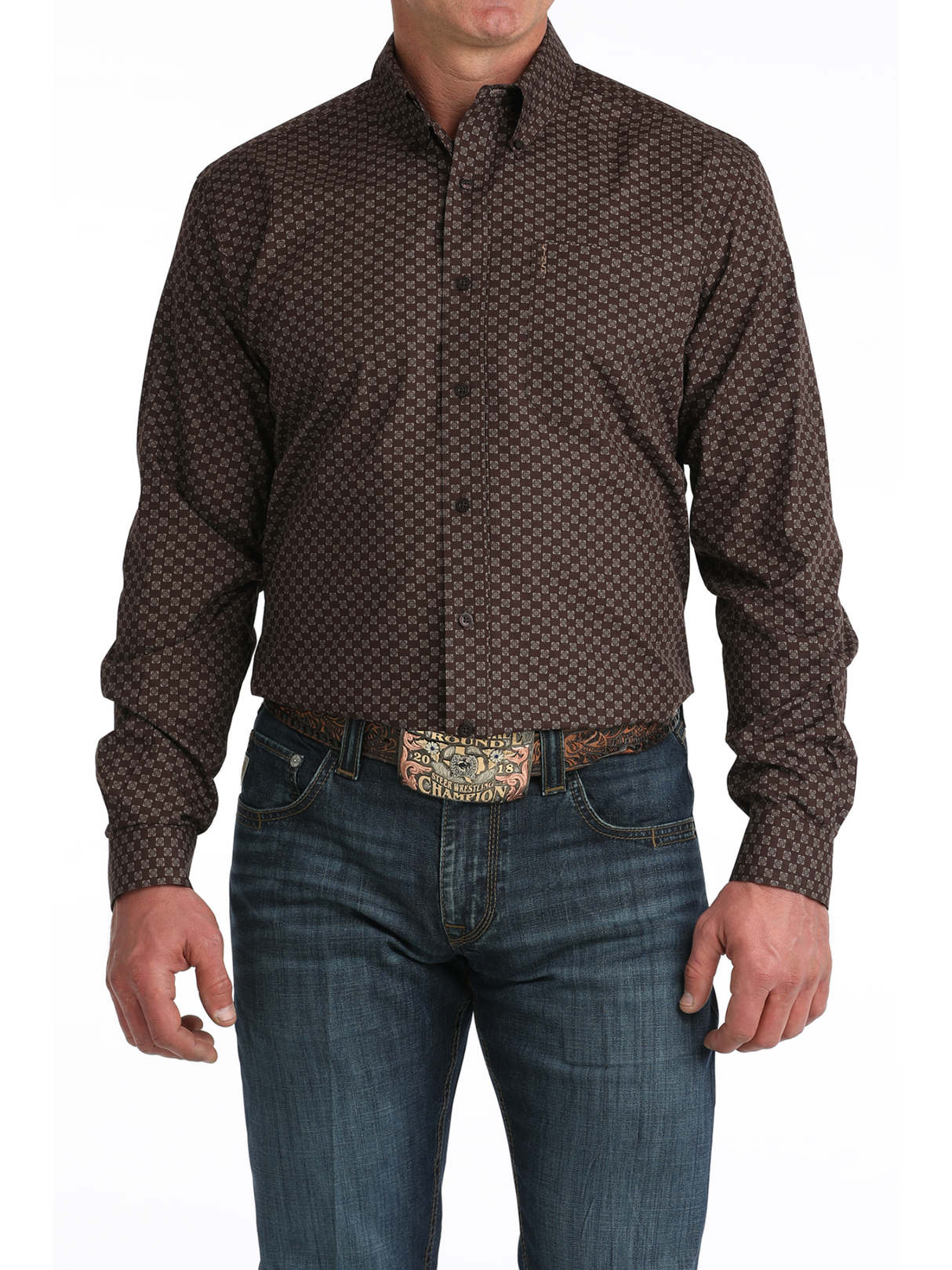 Chemise Western Modern Brown Print - Homme