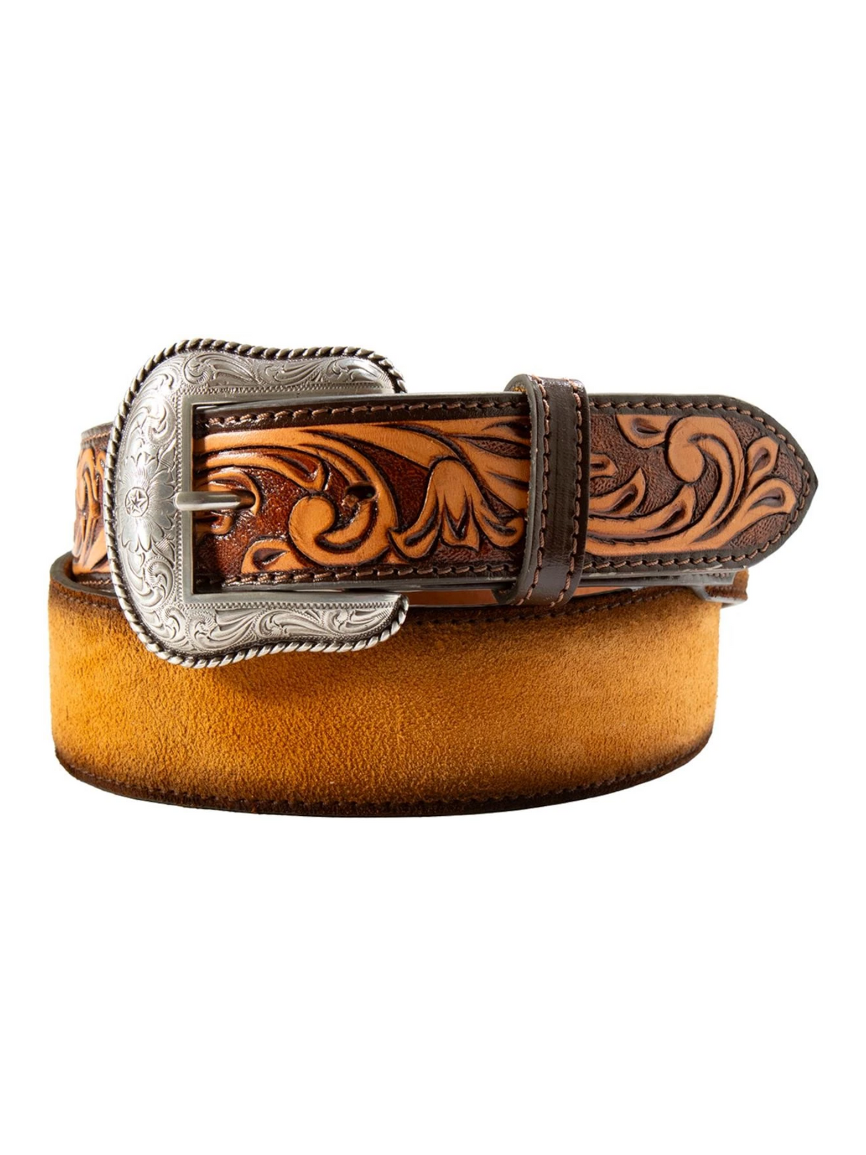 Ceinture Western Roughout Billets Tan - Homme